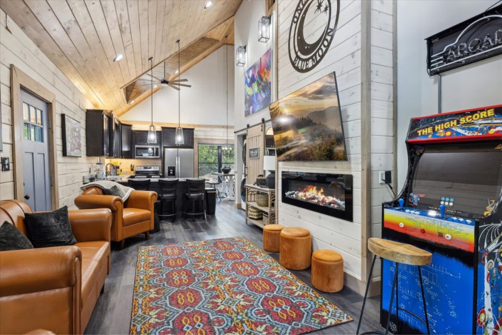 Two Bedroom Gatlinburg Cabin Vacation Rental near Rocky Top Sports World and Downtown Gatlinburg Once in a Blue Moon