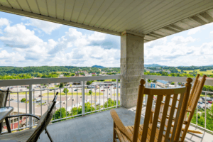 Whispering Pines Condo 251 One Bedroom Top Floor Downtown Pigeon Forge Balcony View